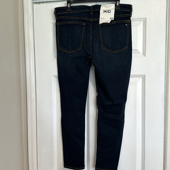 NWT RAG & BONE Dark Wash MID  Size 33 Skinny Leg - Picture 1 of 8